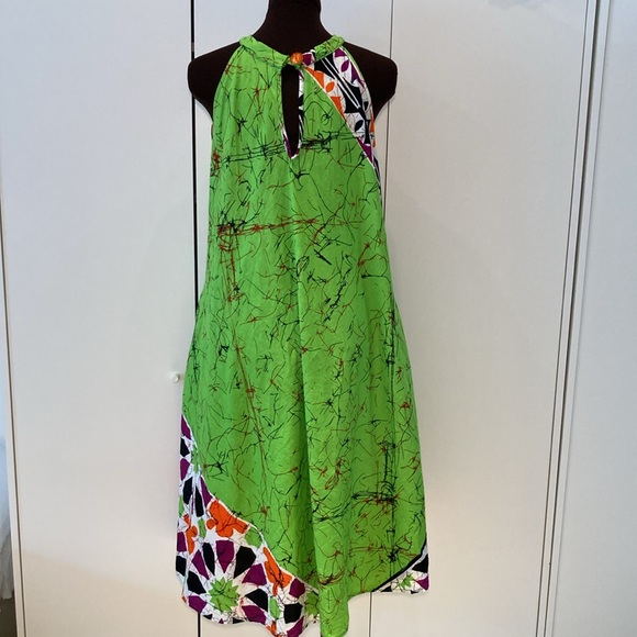 Sara Wax a line dress lime orange magenta L Handmade - Picture 4 of 16